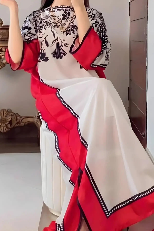 Printed floral bordered line kaftaan
