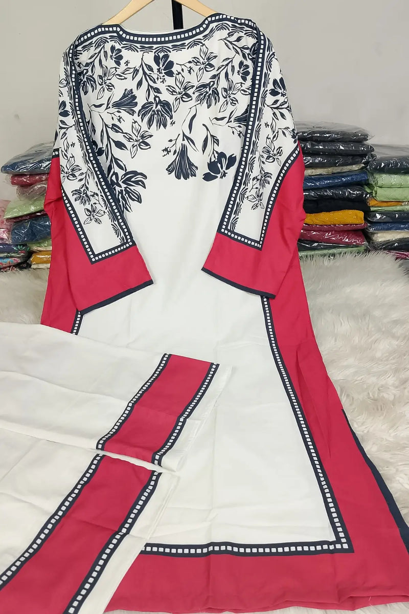 Printed floral bordered line kaftaan