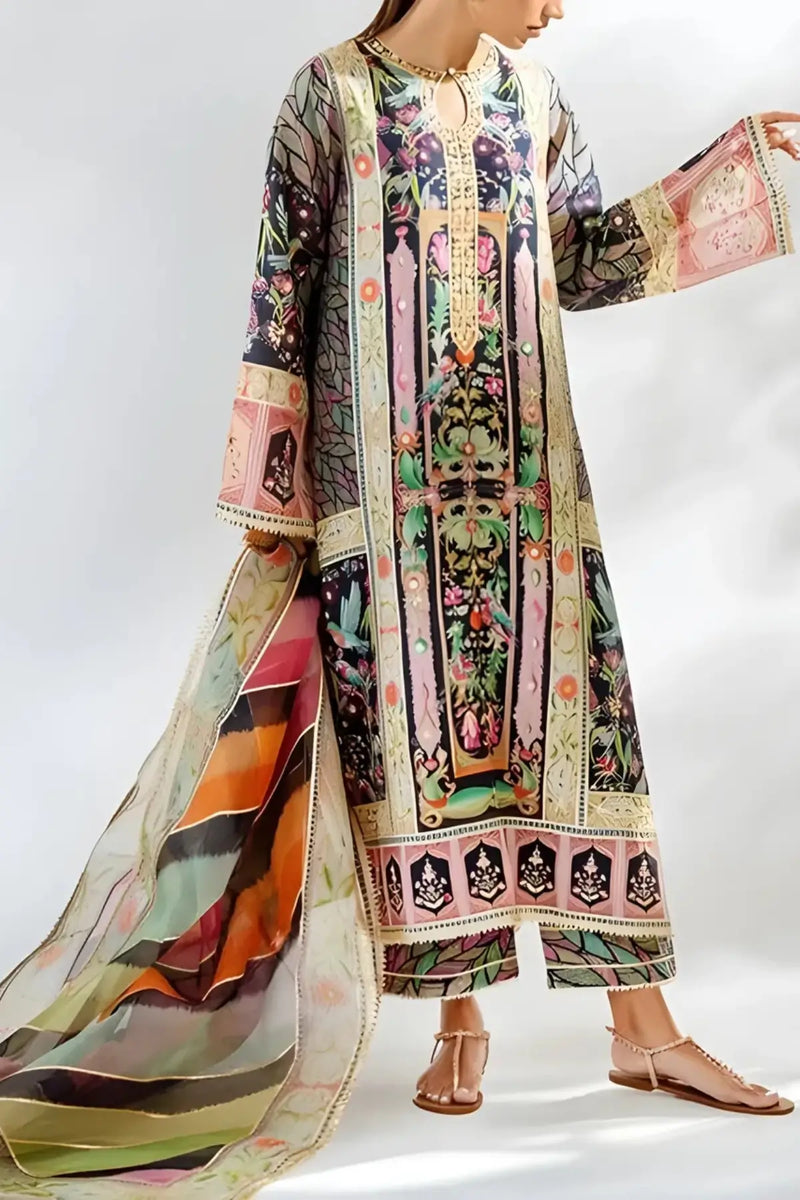 2 Piece Digital Printed Lawn Suit – Multicolor Artistic Design