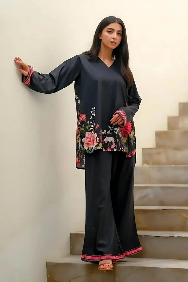 Black Floral Elegance – 2-Piece Digital Printed Lawn Suit