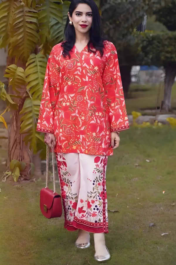 Citrus Bloom – 2-Piece Printed Lawn Suit
