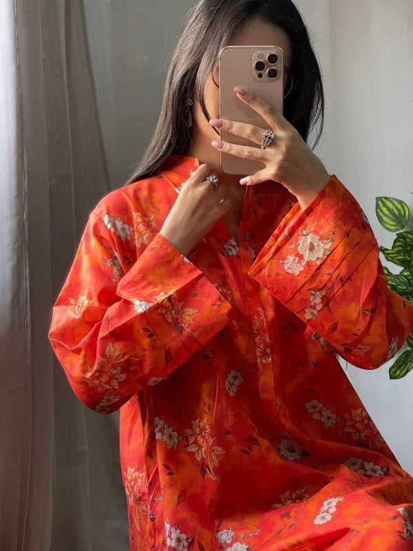 SUMMER CLEARANCE SALE : 2 PC LONG LENGTH EDITION CLASSIC LAWN- WITH FLORAL ELEGANT PRINTS