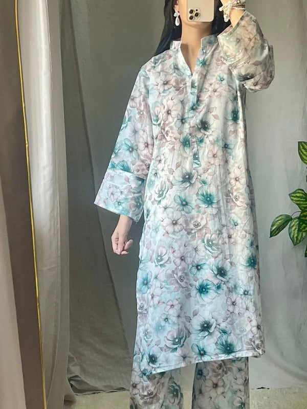 2 PC LONG LENGTH EDITION CLASSIC LAWN- WITH FLORAL ELEGANT PRINTS