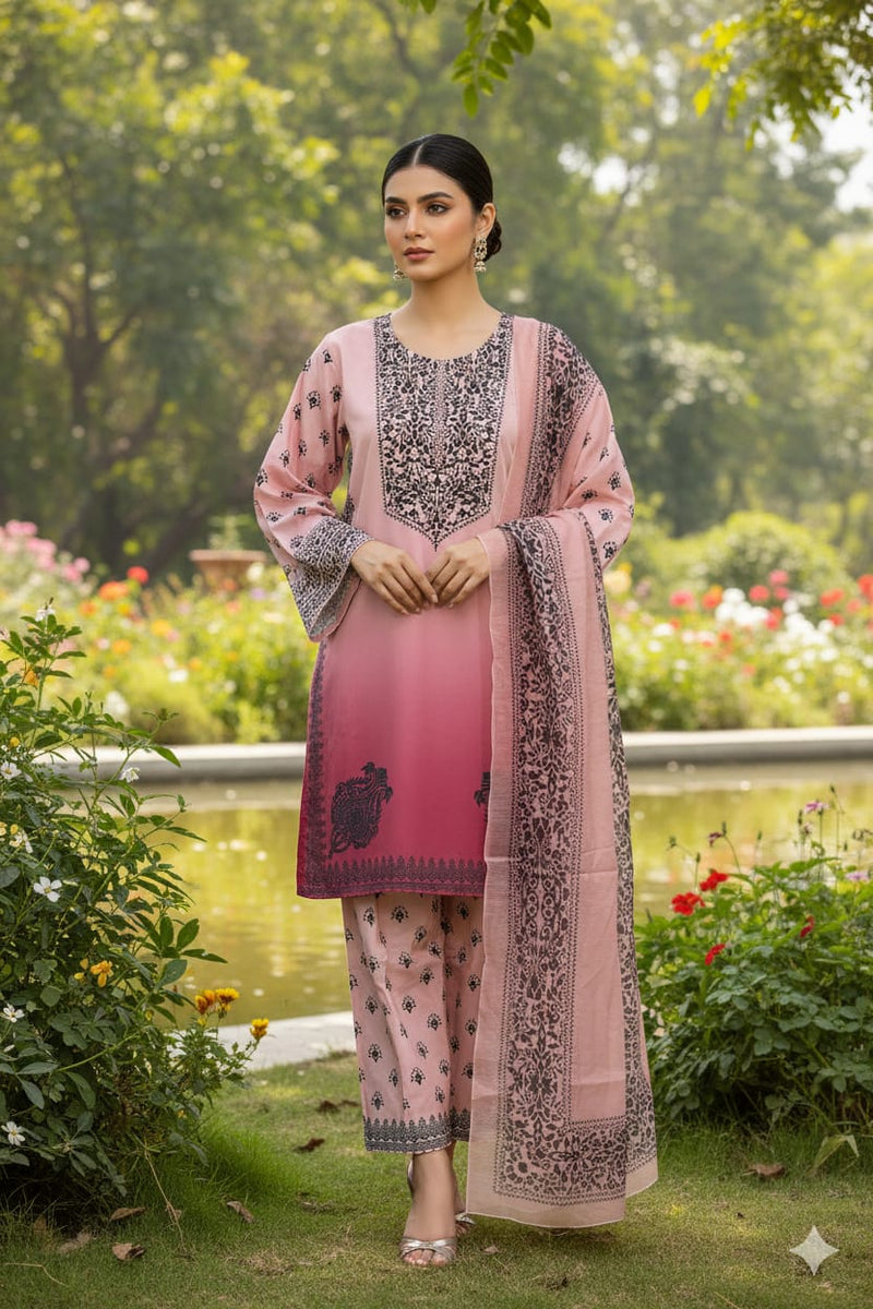 3pc Korean Grip Shine Fabric  Imported Printed 3Pc Article in beautiful different colours