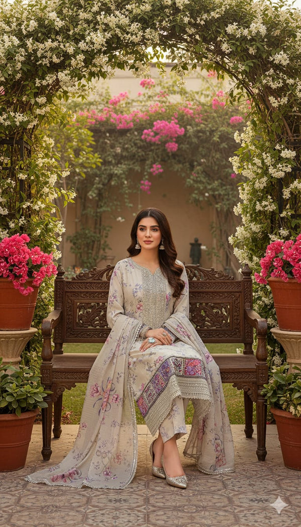 3PC long length premium quality # Embroidry outfit # Banadora # Mix season
